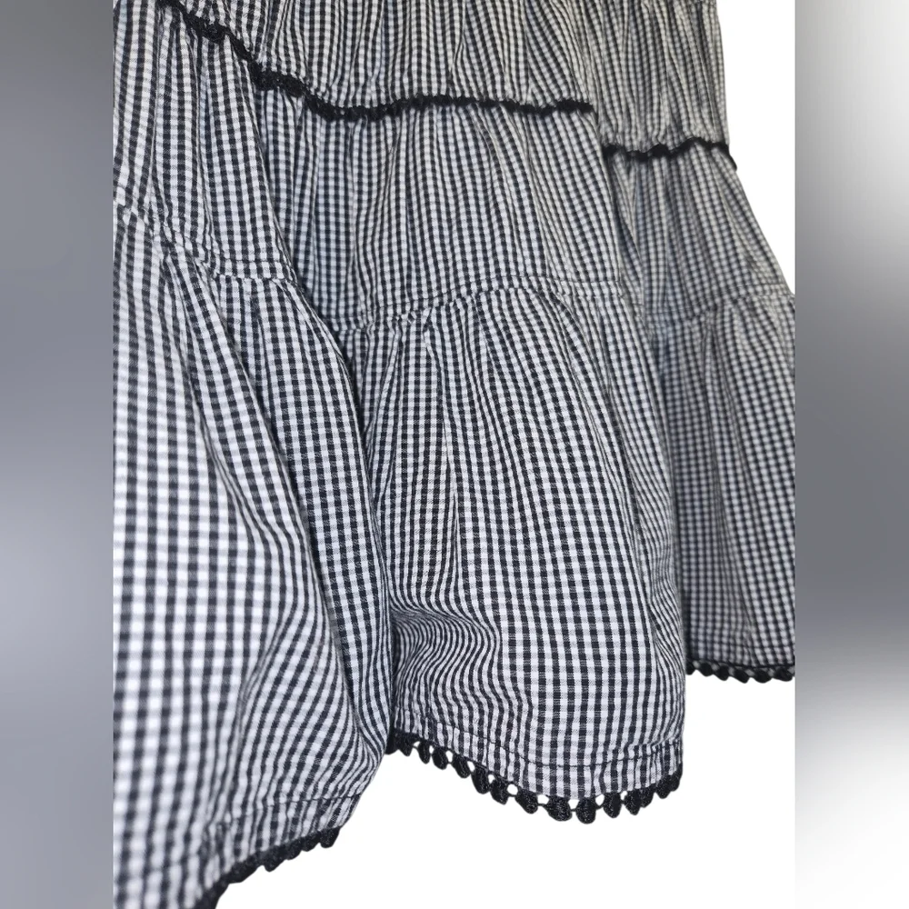Gingham Tiered Cotton Cottagecore Midi Natural Fiber Y2k Vtg‎ 2000s Skirt
